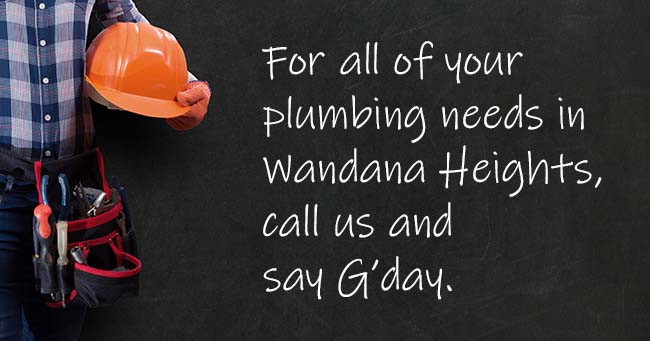 A plumber standing with text on the background relating to Wandana Heights plumbing services