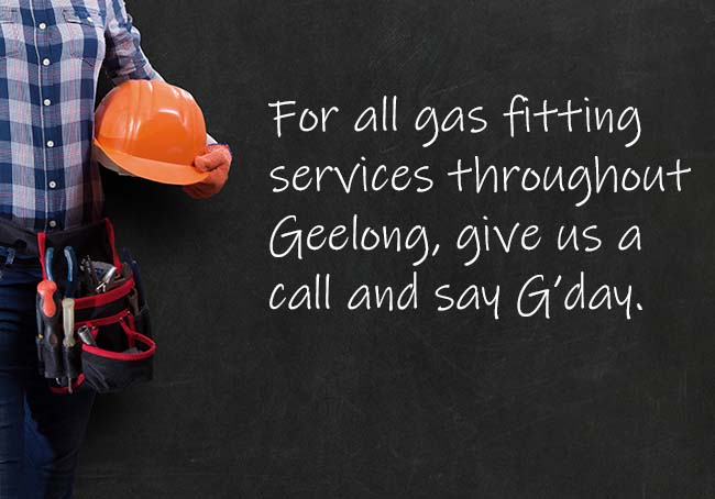 Plumber with text on the background regarding gas fitting services